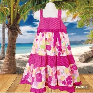 Jona Michelle 6X Girl old pink floral sleeveless dress.  A-B01